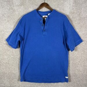 Levi's Shirt Mens Large Blue Rib‎ Knit Short Sleeve Henley Cotton Tee Casual